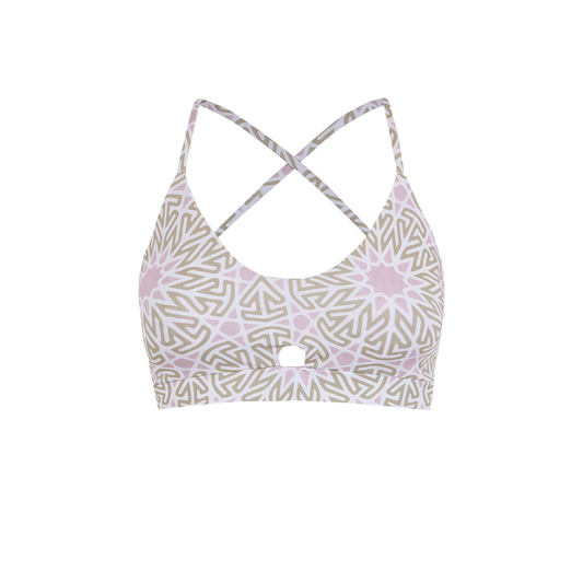 WHITE & CREAM PEACE ARTEMIS SPORTS BRA