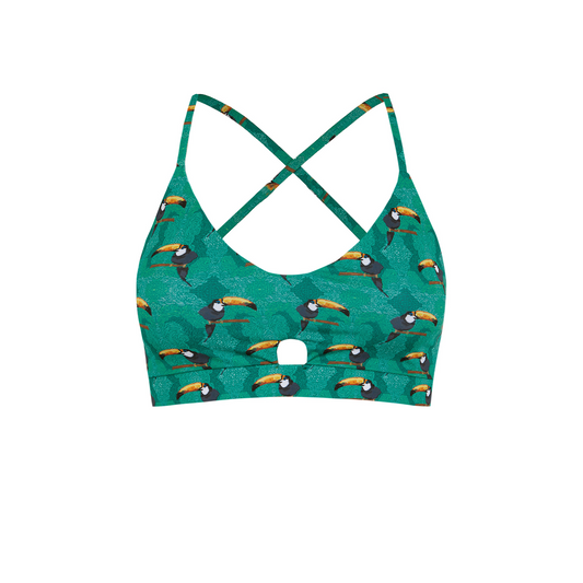 GREEN JUNGLE TOUCAN ARTEMIS SPORTS BRA